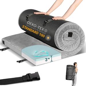 Memory Foam Camping Mattress Pad, CertiPUR-US Waterproof Portable Roll Up Mattress for Adults, Thick Floor Sleeping Mat Pad for Car Truck Tent with Travel Bag , Size: Single（75"X 30" X 3")