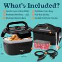 TRAVELISIMO Electric Lunch Box for Adults 100W Heated Lunch Box For Men 1.5L Stainless Steel Portable Food Warmer, 12/24/110V for Travel & Work, Loncheras Electricas Para Calentar almuerzo