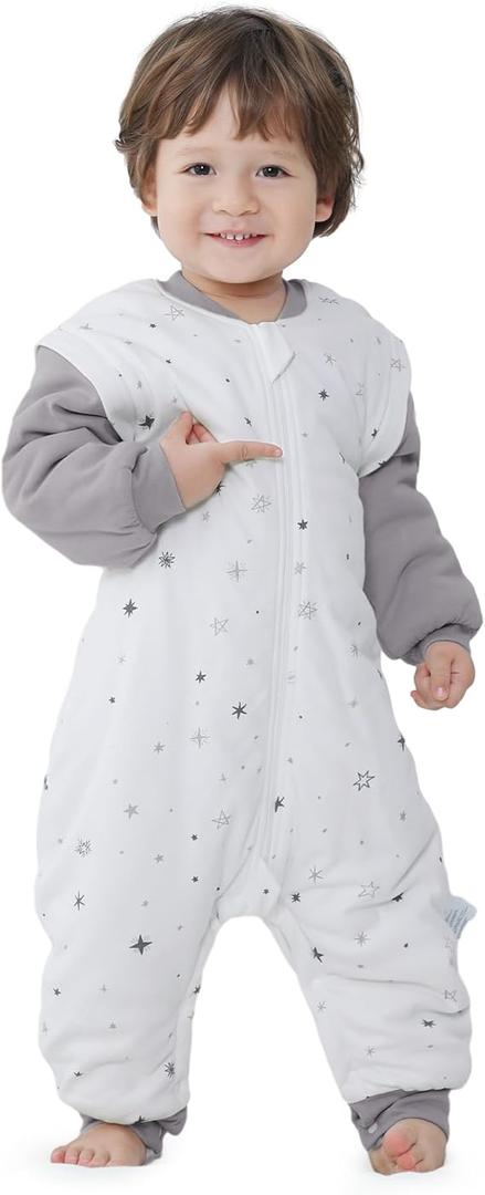 LAT Baby Sleep Bag with Feet Winter, Wearable Blanket, Warm Sack for Toddler Thicken 2.5 TOG-Removable Sleeves (XS/70)
