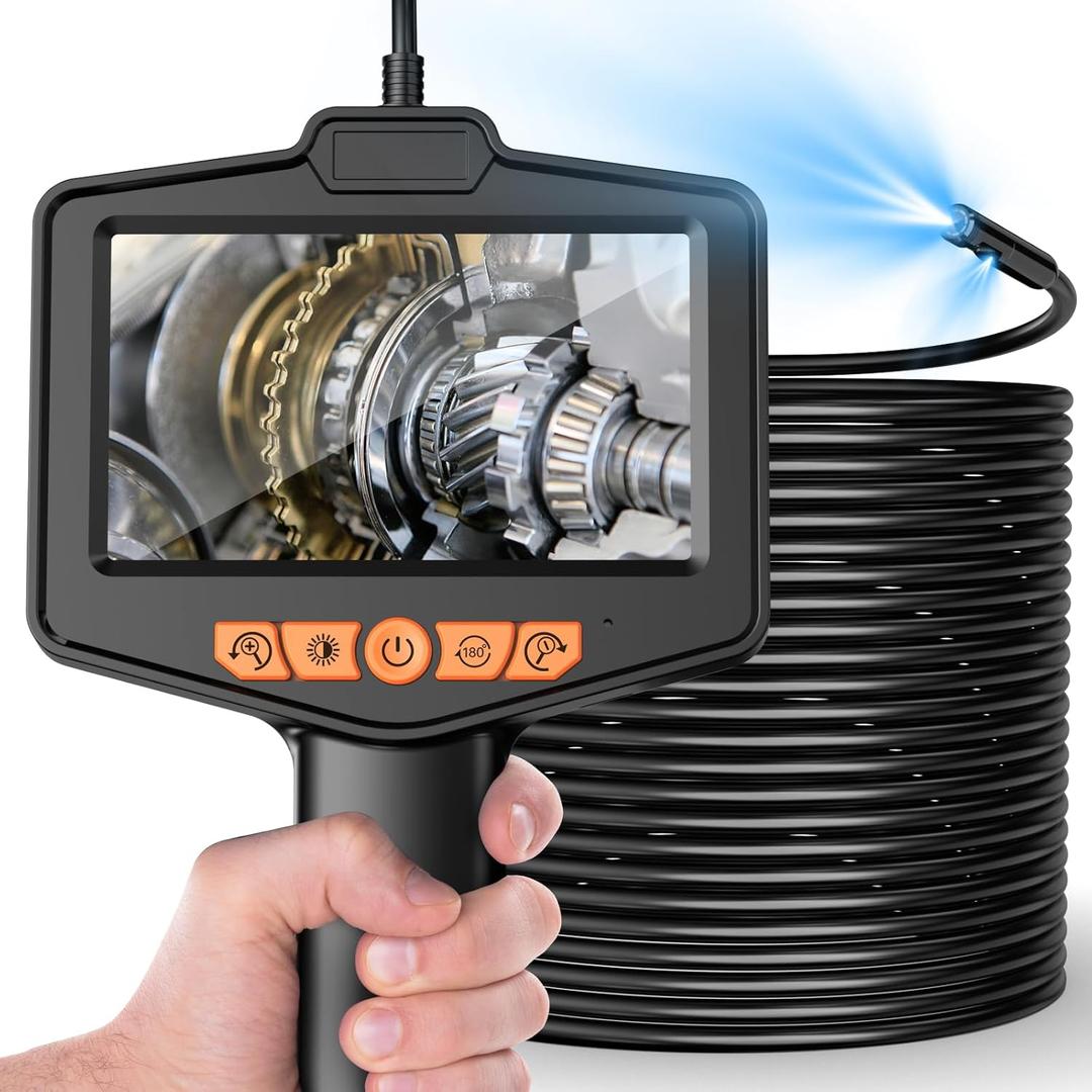 Dual Lens Endoscope Camera with Light16.5FT Anhendeler Borescope Inspection Camera, IP67 Waterproof Borescope, 4.3" IPS Screen, for Automotive, Pipe, Wall, Gadgets for Men