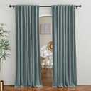 RYB HOME Velvet Curtains 90 inches Length, Back Tab & Rod Pocket Soft Fabric Curtains & Drapes for Bedroom Room Divider, Stone Blue, W 62 x L 90, 2 Panels Set