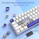 MageGee Portable 60% Mechanical Gaming Keyboard, RGB Backlit Compact 68 Keys Wired Mini Keyboard for Laptop PC Mac, Hot Swappable, Blue Whale Switch - White