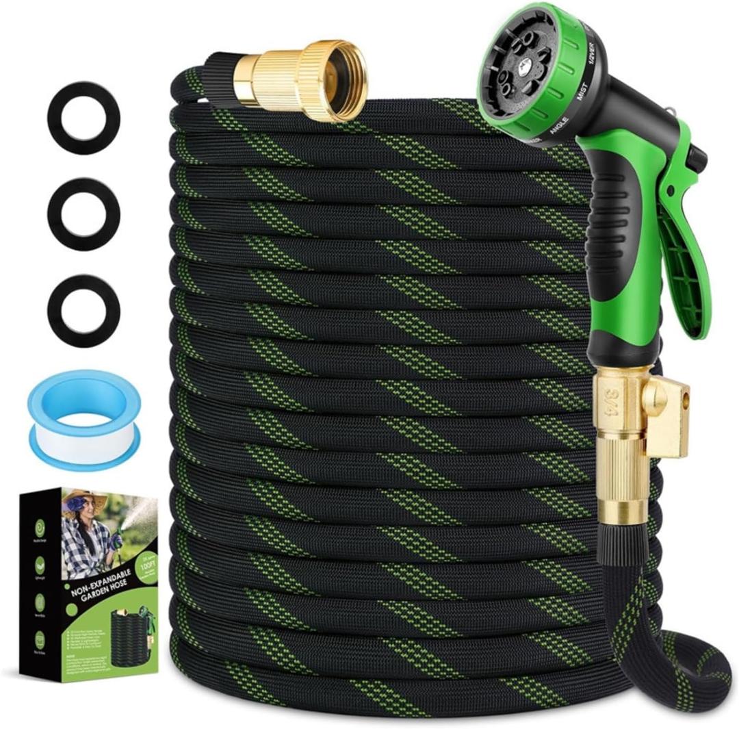 Upgraded 50FT Expanding Garden Hose with 10 Pattern Spray Nozzle,Lightweight Flexible Water Hose 50 FT,No-Kink Hose with 3/4" Brass Fittings,Burst-Resistant Durable Hose for Outdoor Yard Lawn Car Wash