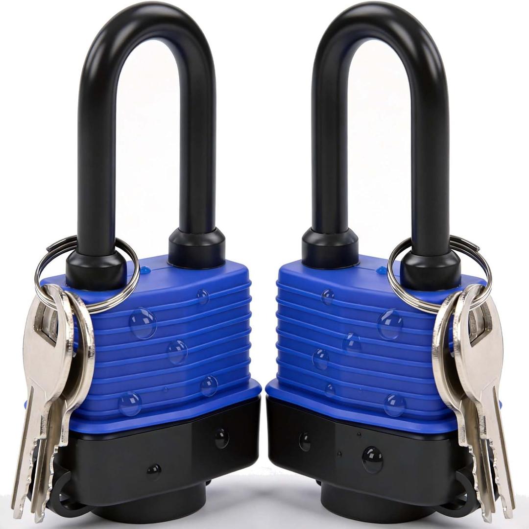 SEPOX Heavy-Duty 44mm 1.75" Out-Door Padlock Keyed-Alike, Water-Resistant Cover, Steel Lock with Same-Key, Extra-Long-Shackle Anti-Rust, Brass Cylinder for Boat, Fishing, Marine, Fence