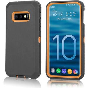 Galaxy S10 5G Defender Case, Protective Defender Shockproof Hybrid Case Dual Layer Design Hard Cover Compatible with Samsung Galaxy S10 5G (Black-Orange)