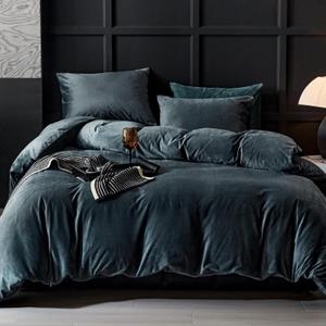 WARMDERN Dark Grey Flanne Velvet Duvet Cover Queen Sizel Duvet Cover Bedding Sets, 3pcs Ultra Soft Luxury Textured Modern Crystal Velvet Duvet Covers with Zipper Closure(Dark Grey, Queen)