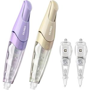 Refillable Retractable White Correction Tape, Pen Shaped White Smooth Pull Out Japanese Aesthetic Cute Correction Tape for Office Supplies, 4 PCS (ZH-87)