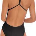 Beautikini Period Swimwear Women One Piece Menstrual Swimsuit Leakproof Racerback Athletic Bathing Suit for Teens Girls (Black, M)