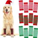 Shihanee 12 Pcs Christmas Dog Leg Warmer Knitted Winter Socks Pet Dog Leg Hock Protector Classic Stripe Elbow Protective Sleeve Joint Elbow Supports for Christmas Winter New Year