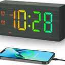 Alarm Clock,Digital Alarm Clock for Bedroom,RGB Wooden Alarm Clocks with Dual Alarm,Large Display,9 Min Snooze,5 Level Brightness,USB Port Desk Bedside Clock for Child Girls Wood Dcor,with Adapter