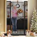 SHYUJAJIE 71 Inch Extra Tall Pet Gate for Cats, 29.5-43" Adjustable Wide Dog Gates, Pressure Mounted Walk Through Tall Cat Gate for Doorways,Hallway,Stairs,House（Black）
