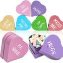 Resurhang 6pcs Conversation Heart Boxes for Valentine's Day, 4 Inch Candy Heart Gift Box Set Bulk Hugs Be Mine Love You Kiss Me Design Valentine Party Classroom Exchange Favors Portable Snack Sharing