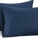 Lane Linen 100% Cotton Pillowcovers, Pillow Cases Standard Size Set of 2, Fits Standard & Queen Pillows, Luxury 450 Thread Count Sateen Cotton Pillowcases, Soft & Breathable - Estate Blue