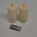 Rechargeable Flameless Candles, LED Candles, Candles with Remote and Timers, Real Wax Pillar Candles, with Flickering Embedded Star StringIvory White, Set of 2