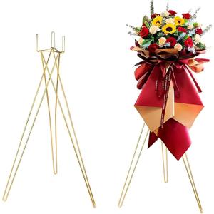 2 Pcs Gold Flower Stand Display -41.3IN Flower stand for Wedding, Metal flower Display Stand for Wedding Bases Para Arreglos Florales flower Stand display gold centerpieces for wedding