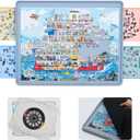 WELGEE 1500 Piece Rotating Puzzle Board with Drawers & Cover, 35"x27" Spinning Jigsaw Puzzle Table for Adults, Upgraded Lazy Susan, Lightweight ABS Plastic, Perfect for Puzzle Lovers & Moms (Gray - Multi-color Drawers)