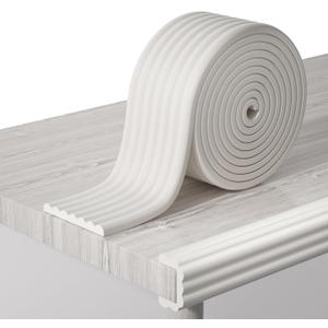 Corner Protector Baby, 16.5FT 0.32''Th W-Shape Edge Protector for Baby Proofing 3.2'' Wide Foam Fireplace Cushion Pre-Taped Safety Guard Bumper Pad for Furniture Wall Stair Door (White-Gray)