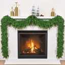 6 FT Faux Cedar Garland Realistic, Christmas Garland with Lights for Mantle, Christmas Real Touch Norfolk Pine Garland for Home Table Front Door Indoor Outdoor Christmas Decor (1 Pack)