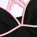 ZAFUL Women's Petal Cut Out One Piece Swimsuit Colorblock V Neck Dual Straps Crisscross Backless Bathing Suit (Black, M)