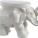 JONATHAN Y TBL1007A White Elephant 14.2" Ceramic Indoor/Outdoor Garden Stool, Coastal, Contemporary, Side Table, Plant Stand, Spill-Proof, Living Room, Bathroom, Garden Room, Patio, Antique White