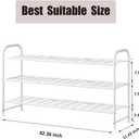 LINZINAR Shoe Rack Long 3 Tier Shoe Storage Organizer Metal Wide Shoe Shelf for Closet Entryway Bedroom 24 Paris Large Capacity, Black (White, 3-Tier)