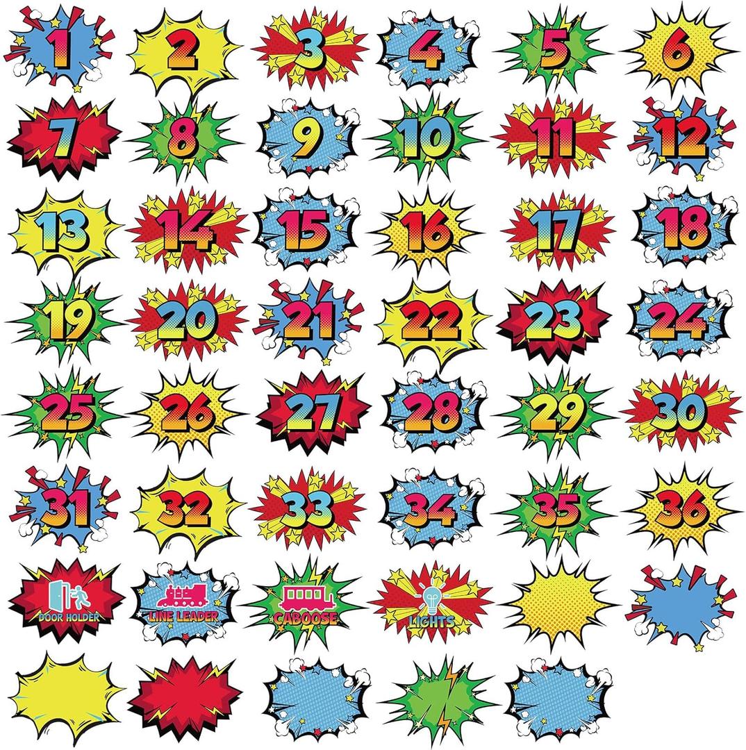 Hero Numbers Stickers Classroom Decorations Colorful Mini Dots Number Spot Markers Stickers Hero Themed Classroom Labels Accents Cutouts for Preschool Elementary School Floor Decoration