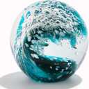 Qianwei Hand Blown Ocean Waves Crystal Ball - Glass Collectible Figurines Spere - Paperweight Glass Ball Aquarium DecorOffice Decor Ocean Lovers (Dark Blue)