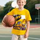 Boys Short Sleeve T Shirts Kids Crewneck Summer T-Shirts Toddler Graphic Tees Casual Soft Cool Tops 3-8 Years (Yellow)