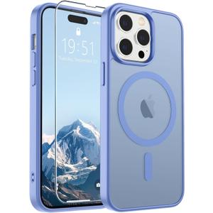SUPFINE Magnetic for iPhone 14 Pro Max Case (Compatible with MagSafe) (Military Grade Drop Protection) Slim Translucent Matte Shockproof with Anti-Fingerprint Phone Case,Blue Purple
