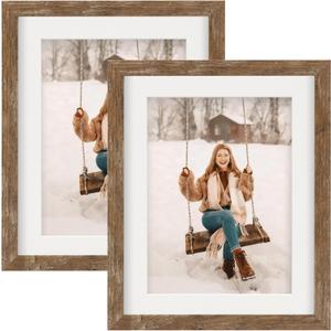 TOFOREVO Picture Frames 8x10 Set of 2 Rustic Wood Grain Photo Frame for Gallery Wall Mounting or Tabletop Display