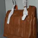 LOVEVOOK Laptop Tote Bag for Women,Vintage Leather Work Tote Bag for Women, 15.6 Inch Computer Briefcase Bag,Waterproof Teacher Business Office (Retro Brown)