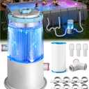 Glowing 1000 GPH Above Ground Pool Filter Pump with Built-in Blue LED Light | Powerful Pool Cartridge Filter Pump System | Enhanced Water Circulation & Filtration up to Clean and Clear Water