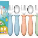 Pack Of 2 DRKIO 6 Pieces Toddler Utensils Set - Kids Silverware Set with Silicone Handle Children Safe 18/8 Stainless Steel Forks and Spoons Anti-Choke Design Food Grade Dishwasher Safe