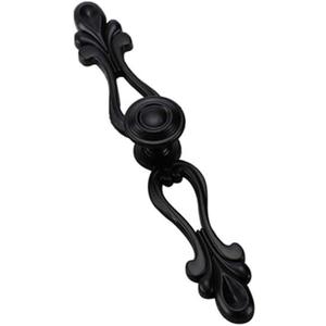 6pcs Vintage Style Cabinet Handles Dresser Drawer Pull Knob Wardrobe Cupboard Knobs with Plate and Screws (Small, Black)