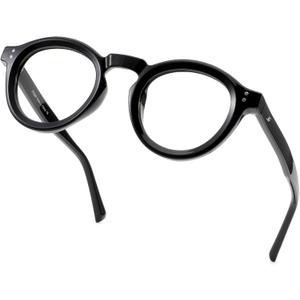 Blue Light Blocking Glasses for Women Men, Retro Round Frame Computer Gaming Glasses Anti Glare & UV RF6209 (Black)