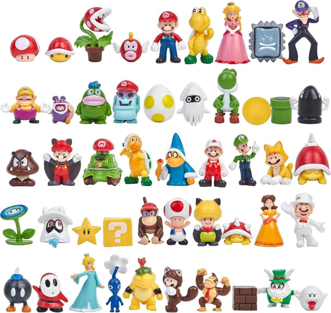 48PCS Mario Inspired Mini Action Figures Set, Classic Game Characters Figurines, 2 Inch Toys for Cake Toppers, Party Favors & Collectibles