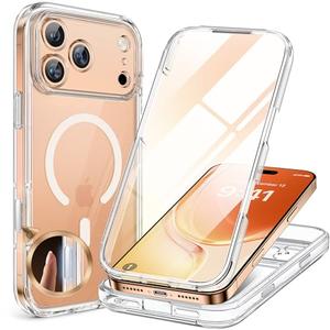 Miracase for iPhone 17 Pro Max Case 6.9" Full-Body Phone Case with Built-in Glass Screen Protector& Full Camera Protector,[Magnetic with MagSafe] Drop Proof 17 ProMax Cover, Clear