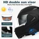 Motorcycle Bluetooth Modular Helmet, DOT Approved Dual Visor Full Face Flip Up Bluetooth Integrated Motorcycle Helmet for Adults Men and Women (Matte Black,Small)