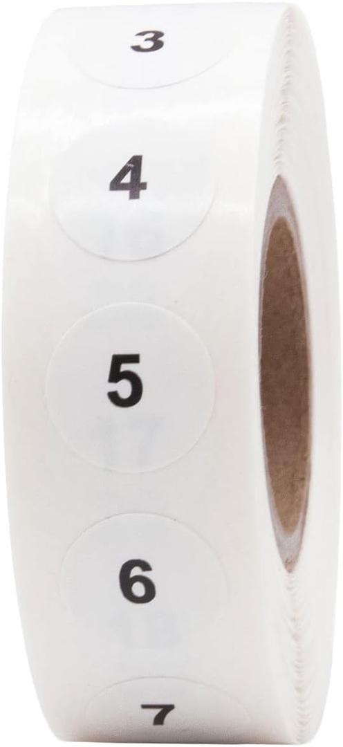 Consecutive Number Stickers 1-1,000 0.50 Inch 1,000 Total Labels (Small)