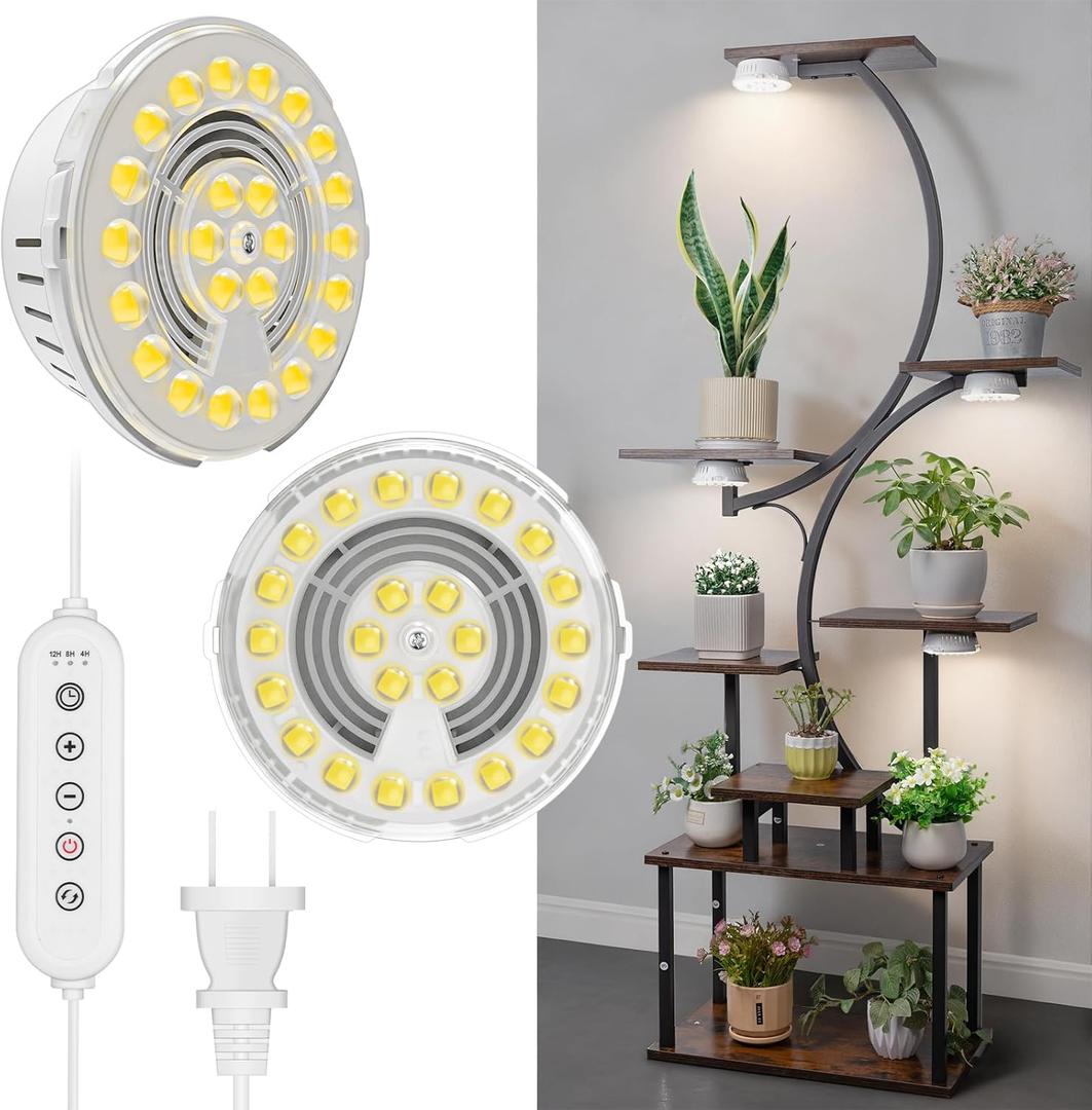 FOXGARDEN 2-Head Grow Light for Indoor Plant, 10W Full Spectrum Plant Light with Auto Timer, Hanging or Ceiling Lamp for Shelves and Indoor Gardens