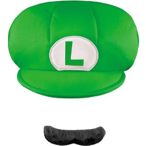 Disguise Nintendo Super Mario Brothers Luigi Child Hat and Mustache, One Size Child