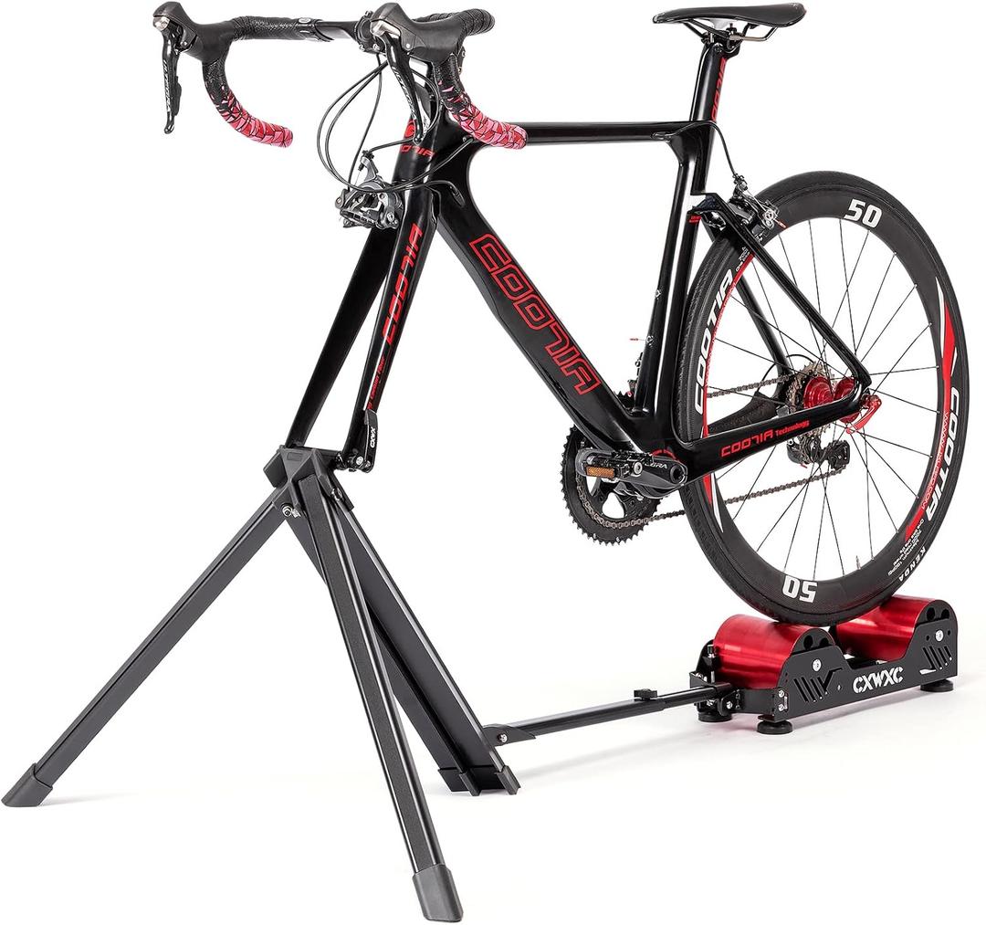 Bike Trainer Stand Resistance Adjustable - Portable Magnetic Bicycle Rollers Indoor Exercise/Fitness/Workout - Fordable Fully Aluminum Alloy
