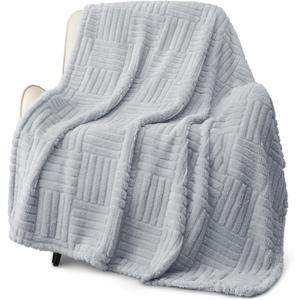 Whale Flotilla Lightweight Fleece Throw Blanket for Couch, Fuzzy Soft Blankets with Decorative Jacquard Pattern for Summer, Warm and Fluffy, 50x60 Inch, Light Grey