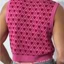 BEAUDRM Men's Heart Graphic Printed Sleeveless V Neck Sweater Vests Cropped Knit Tank Tops Pink Large (Pink, L)