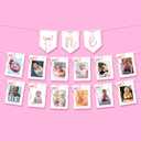 KatchOn, Pink Bow One Birthday Photo Banner - 2 Strings, 10 Feet | Pre Strung 1-12 Month Photo Banner for 1st Birthday Decorations | Bow Party Decorations