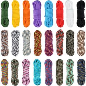MONOBIN 24 Colors 10ft Paracord Rope with Instruction, Paracord 550 Combo kit, Multifunction Parachute Cord for Making Paracord Bracelets, Lanyard, Dog Collar, Idea for Gift (24 Colors C)