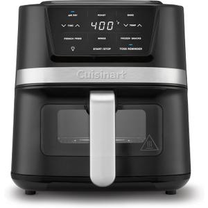 Cuisinart Air Fryer, 2.6-Quart Compact Basket Fryer with 3 Cooking Functions to Air Fry, Roast, and Bake, 3 Airfryer Presets, Dishwasher-Safe Parts, AIR-80, Stainless Steel & Black, 2.6 Qt. Window