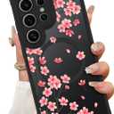 ZIYE Magnetic Case for Samsung Galaxy S24 Ultra 6.8 Inch [Compatible with MagSafe] Hard PC and Soft TPU Case with Cherry Blossom Pink Floral Anti-Scratch Shockproof Protection Phone Cover for Women