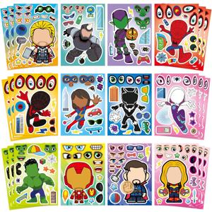 3 x 36 Pieces Make-a-face Stickers Pack, Mixed & Matched with 12 Designed Characters(3 of Each) Make Your Own Stickers for Kids Teens Party Decoration, Reward, Decor, Gift Idea