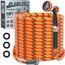 Flexible Garden Hose 50 ft, Non-Expanding Lightweight Water Hose, with 10 Pattern Sprayer, All Weather, Durable, Kink and Abrasion-Resistant, Leak-Free, Orange